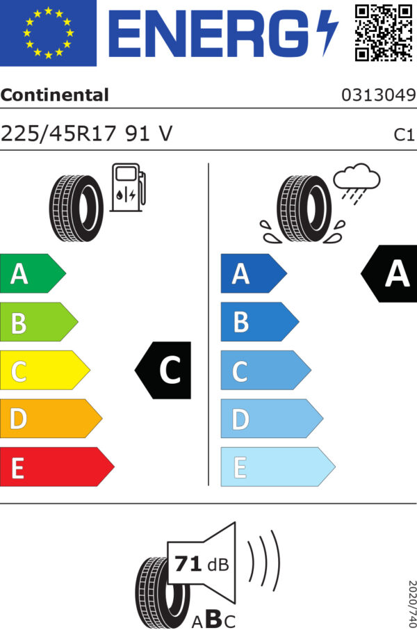 225/45 Vr17 Tl 91v Co Premium Cont 7 Fr (ev)